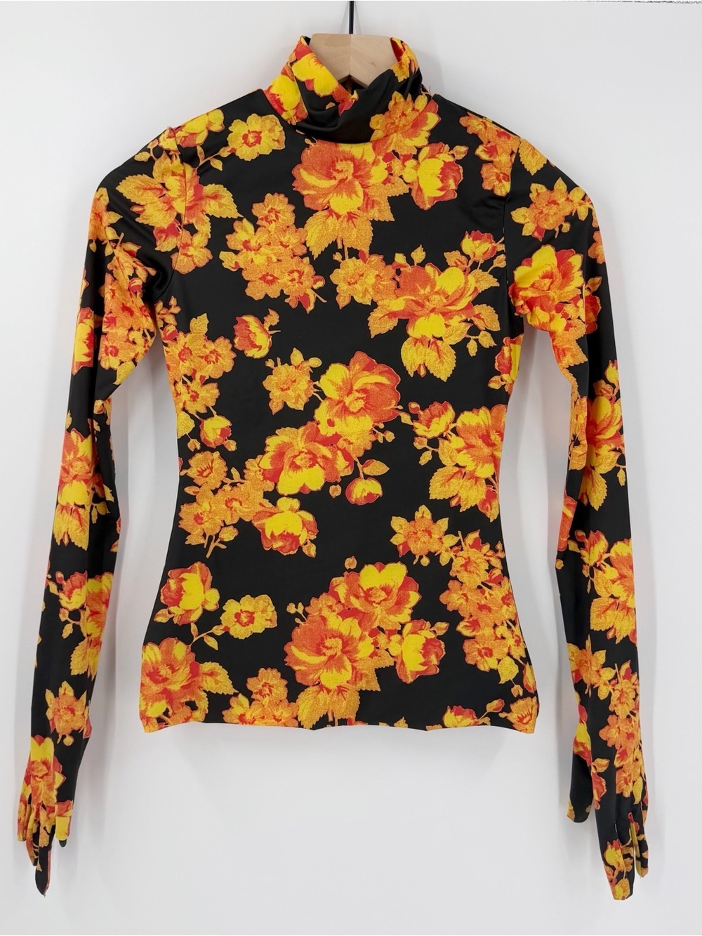 Vetements Acid Flower Turtleneck Gloved Top Vibrant Floral Riverdale XS